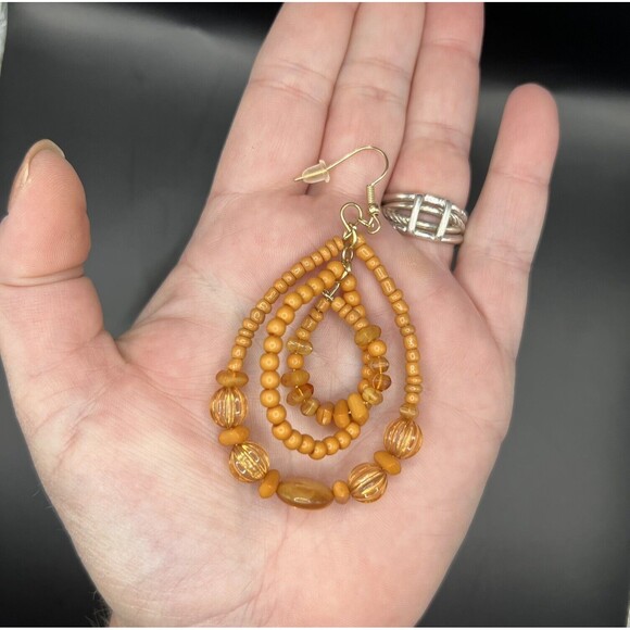 Paparazzi Jewelry Earrings Orange Dangle Drop Stacking Beads Hook Backing - Picture 8 of 8